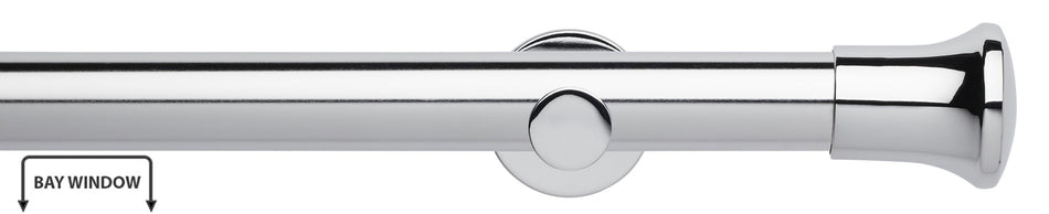 Neo 35mm Eyelet Bay Window Pole, Chrome, Trumpet