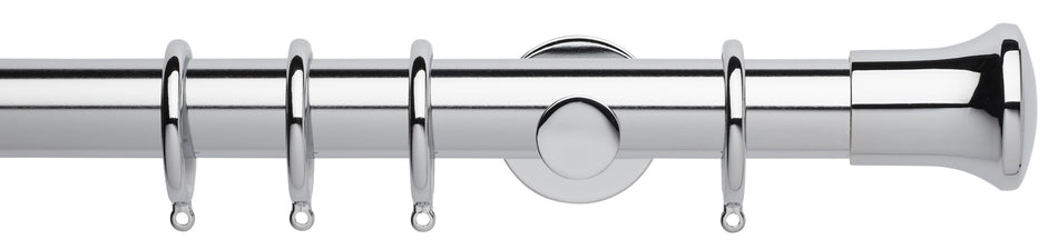 Neo 35mm Curtain Pole, Chrome, Trumpet Finial