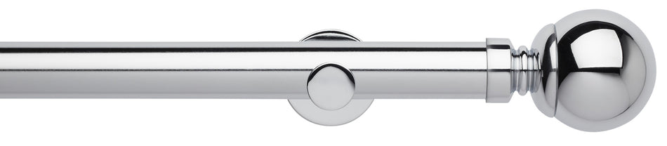 Neo 35mm Eyelet Curtain Pole, Chrome, Ball Finial