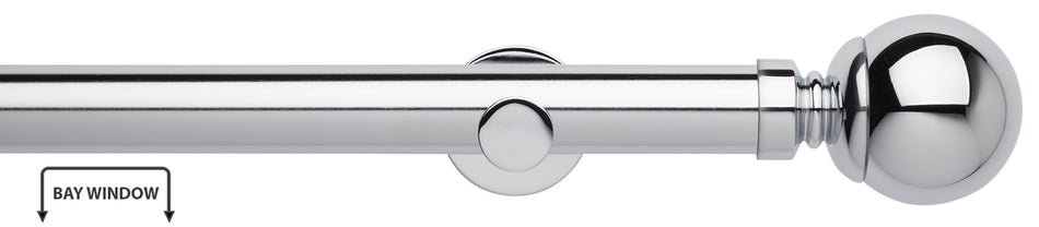 Neo 35mm Eyelet Bay Window Pole, Chrome, Ball