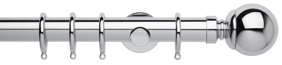 Neo 35mm Curtain Pole, Chrome, Ball Finial
