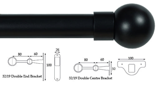 Cameron Fuller 32mm/19mm Double Pole Black Ball