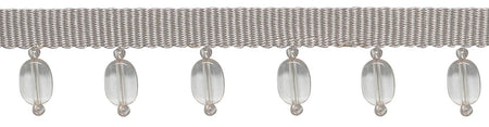 Jones Charm Beaded Trimming, Cabachon, Silver