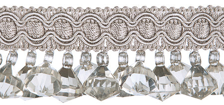 Jones Charm Beaded Trimming, Facette, Silver