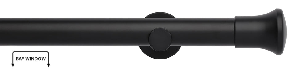 Neo 35mm Eyelet Bay Window Pole, Matt Black, Trumpet