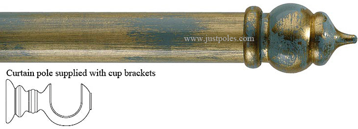 Byron 35mm, 45mm Pole Byzantium Duck Egg Blue/Distressed Gilt