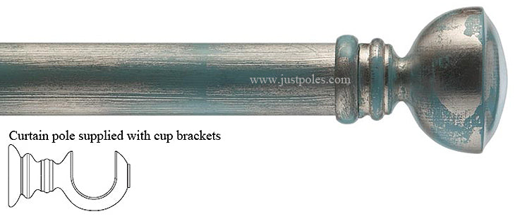 Byron & Byron 35mm, 45mm Pole Pompeii Duck Egg Blue and Silver Metro