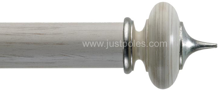 Byron Classic 55mm, 67mm Pole Alton Ivory Scratched/Silver Detail