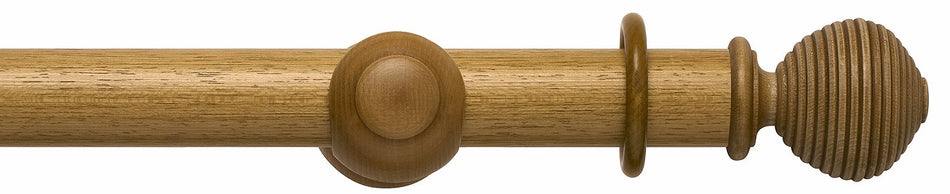 Modern Country 45mm, 55mm Pole, Light Oak, Ribbed Ball Finial