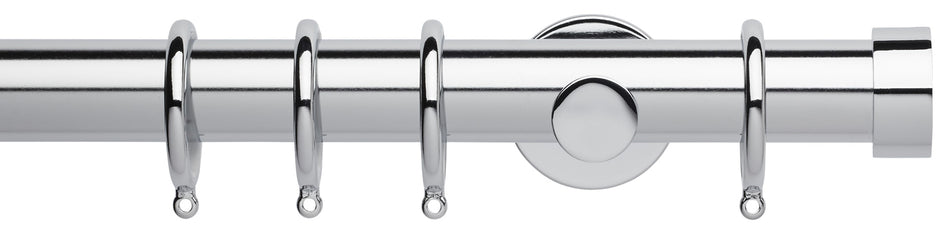 Neo 35mm Curtain Pole, Chrome, Endcap Finial