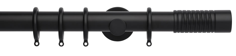 Neo 35mm Curtain Pole, Matt Black, Wired Barrel Finial