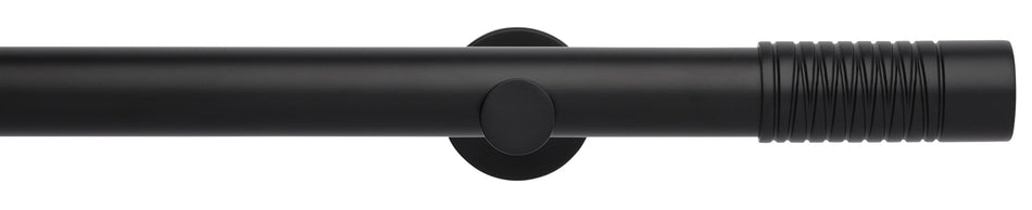 Neo 35mm Eyelet Curtain Pole, Matt Black, Wired Barrel Finial