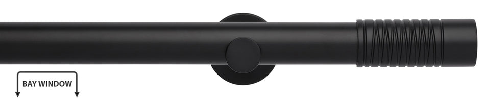 Neo 35mm Eyelet Bay Window Pole, Matt Black, Wired Barrel