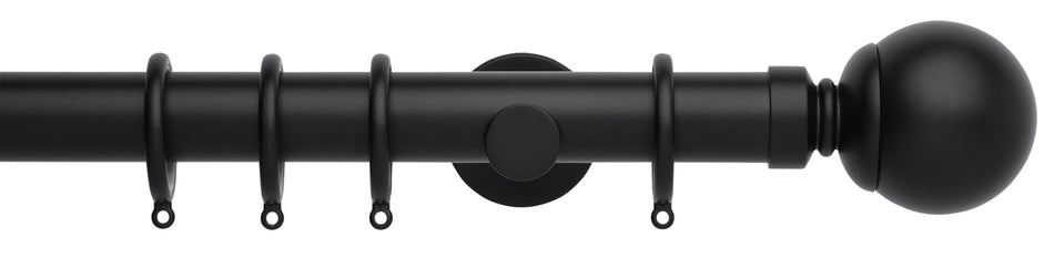 Neo 35mm Curtain Pole, Matt Black, Ball Finial