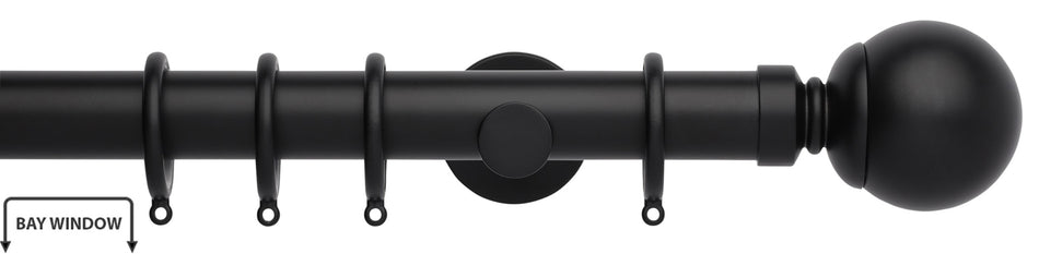 Neo 35mm Bay Window Pole, Matt Black, Ball