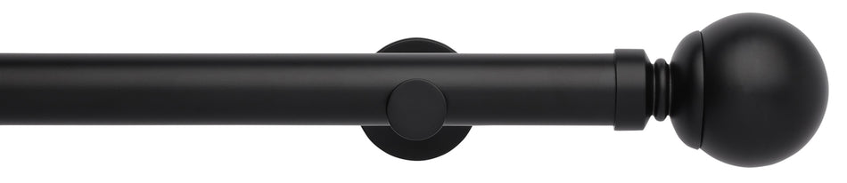 Neo 35mm Eyelet Curtain Pole, Matt Black, Ball Finial