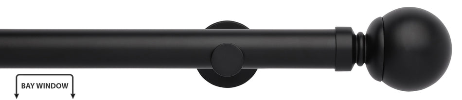 Neo 35mm Eyelet Bay Window Pole, Matt Black, Ball