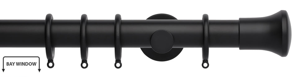 Neo 35mm Bay Window Pole, Matt Black, Trumpet