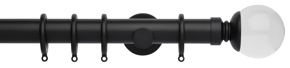 Neo Premium 35mm Curtain Pole, Matt Black, Clear Ball