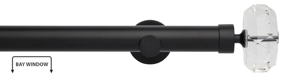 Neo Premium 35mm Eyelet Bay Window Pole, Matt Black, Faceted Ellipse