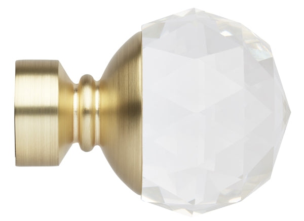 Neo Premium 35mm Clear Faceted Ball Finial Only, Gold