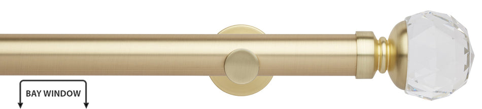 Neo Premium 35mm Eyelet Bay Window Pole, Gold, Clear Faceted Ball