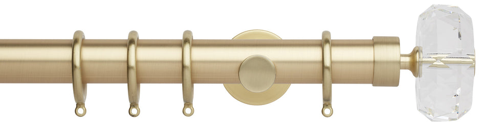 Neo Premium 35mm Curtain Pole, Gold, Clear Faceted Ellipse