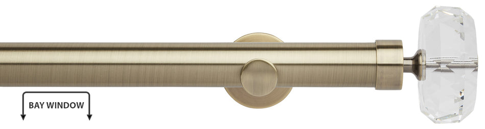 Neo Premium 35mm Eyelet Bay Window Pole, Spun Brass, Faceted Ellipse
