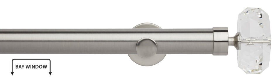 Neo Premium 35mm Eyelet Bay Window Pole, Stainless Steel, Faceted Ellipse