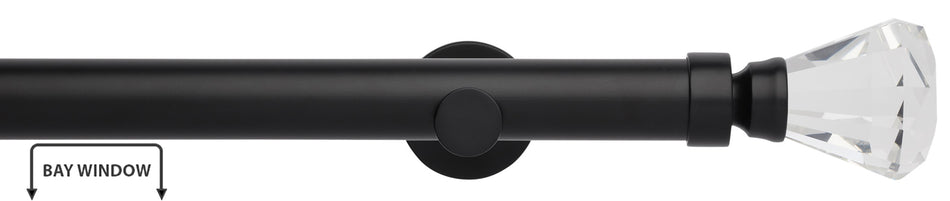 Neo Premium 35mm Eyelet Bay Window Pole, Matt Black, Faceted Trumpet