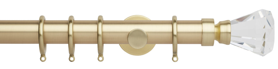 Neo Premium 35mm Curtain Pole, Gold, Clear Faceted Trumpet