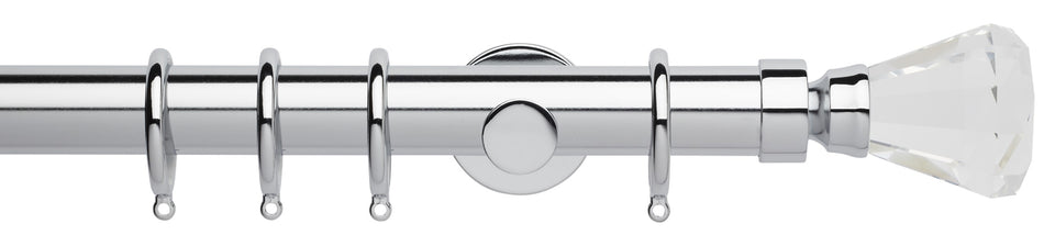 Neo Premium 35mm Curtain Pole, Chrome, Clear Faceted Trumpet