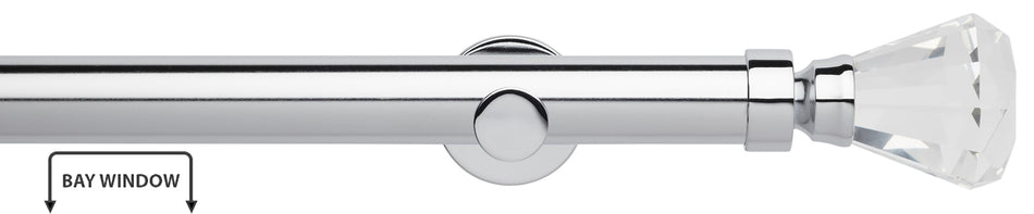 Neo Premium 35mm Eyelet Bay Window Pole, Chrome, Faceted Trumpet