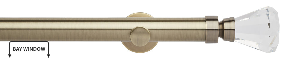 Neo Premium 35mm Eyelet Bay Window Pole, Spun Brass, Faceted Trumpet