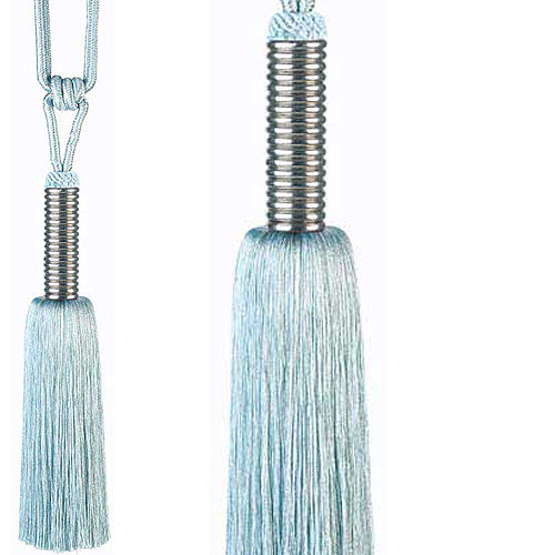 Hallis Rotini Rope Curtain Tieback, Nickel, Blue/Grey