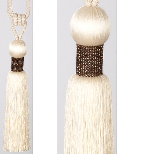 Rolls Curtain Tieback Diamante, Cream