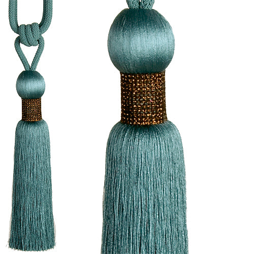 Rolls Curtain Tieback Diamante, Turquoise