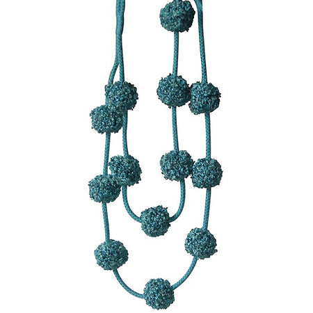 Hallis Rope Tie back, Opus Pom Pom, Peacock