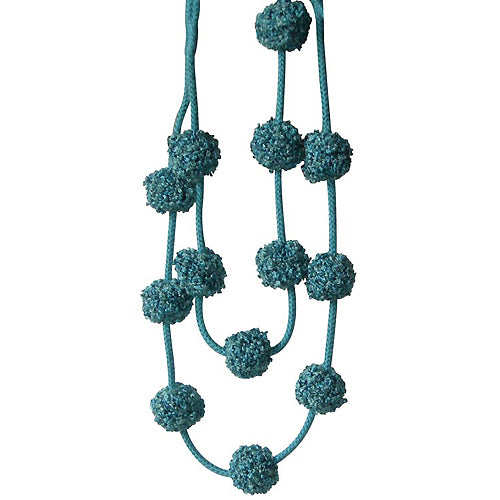 Hallis Rope Tie back, Opus Pom Pom, Peacock