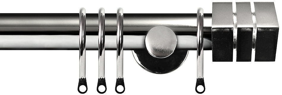 Renaissance Dimensions 28mm Contempoary Pole Polished Silver, Cube