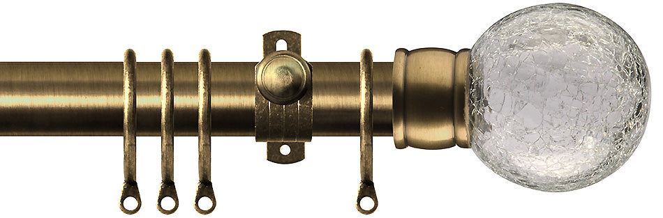 Renaissance Dimensions 28mm Adjustable Pole Antique Brass, Crackle Glass