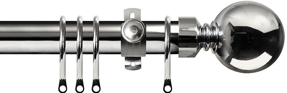 Renaissance Dimensions 28mm Adjustable Pole Polished Silver, Ball