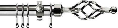Renaissance Dimensions 28mm Adjustable Pole Polished Silver, Long Basket