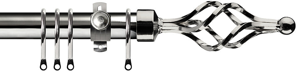 Renaissance Dimensions 28mm Adjustable Pole Polished Silver, Long Basket