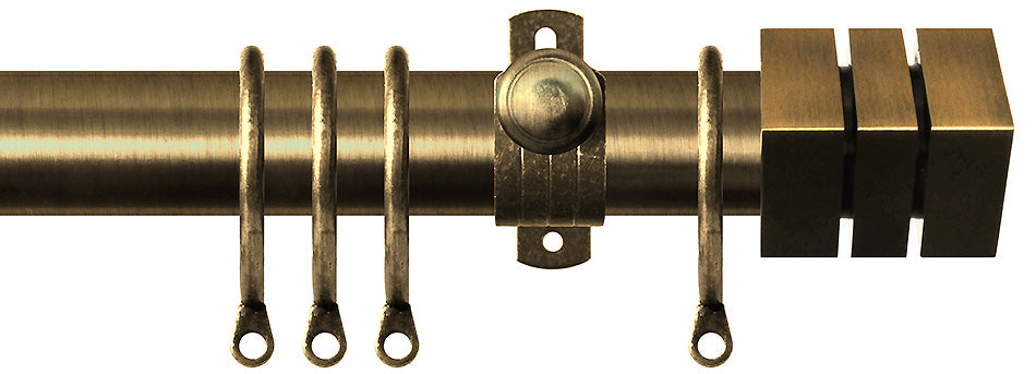 Renaissance Dimensions 28mm Adjustable Pole Antique Brass, Cube