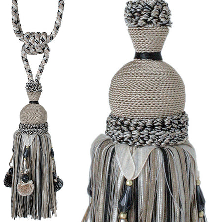 Jones Interlude Rope Tieback Beaded, Nero