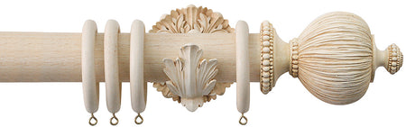 Jones Florentine 50mm Pole, Acanthus, Ivory, Pleated Ball