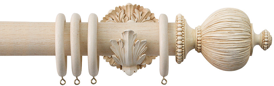 Jones Florentine 50mm Pole, Acanthus, Ivory, Pleated Ball