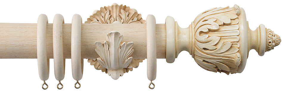 Jones Florentine 50mm Pole, Acanthus, Ivory, Acanthus