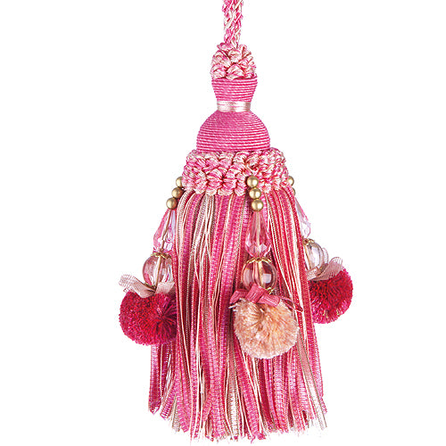 Jones Rope Key Tassel Interlude Beaded, Cerise